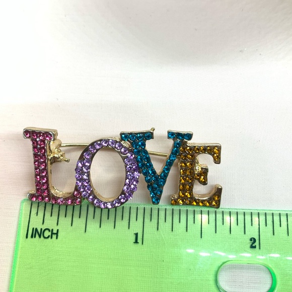Love Rhinestone Brooch - Picture 3 of 3